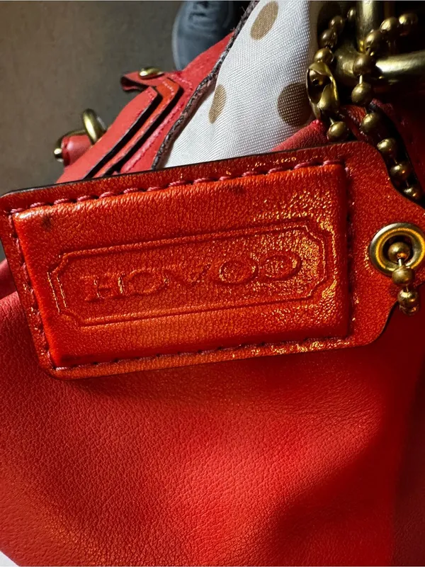 Coach Orange Leather Vintage Tote with Brass-Tone Hardware - Image 7