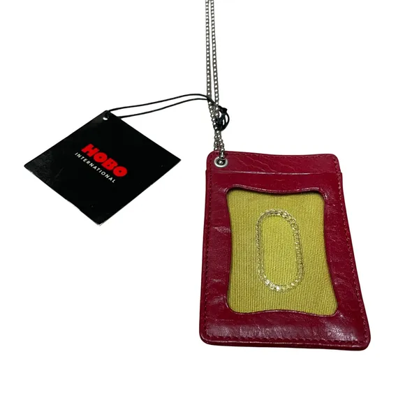 Hobo International crimson red leather‎ card holder on ball chain lanyard NEW - Image 3
