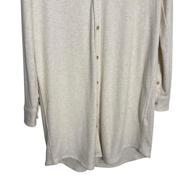 Faherty Legend White Oatmeal Long Sleeve Button Up Sweater Shirt Mini Dress M - Image 6