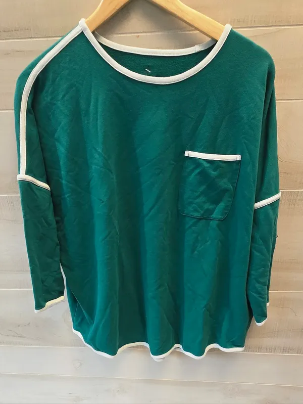 {XS/S} Tuckernuck Tnuck Sport Green And White Terry Farah Pullover Top - Image 3