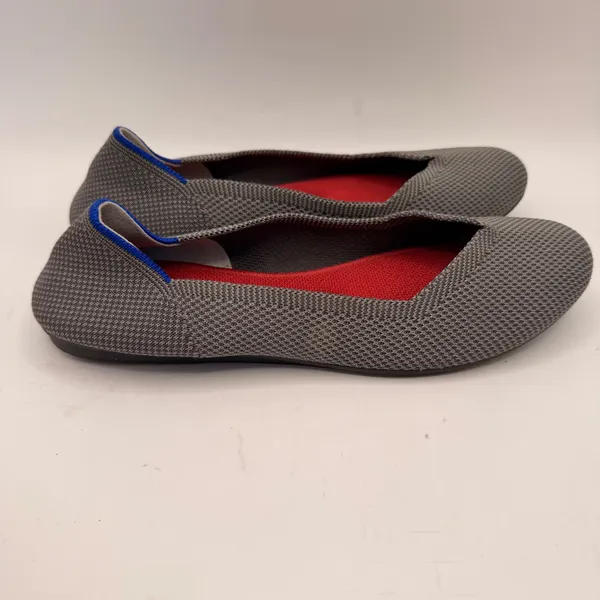 Rothy's The Flat Grey Knit Round Toe Flats Women Size 7 Blue Halo Red Insole - Image 3