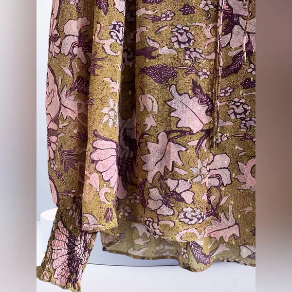 O.P.T. One Pretty Thing x Anthropologie Floral Smocked Balloon Sleeves Top - Image 4