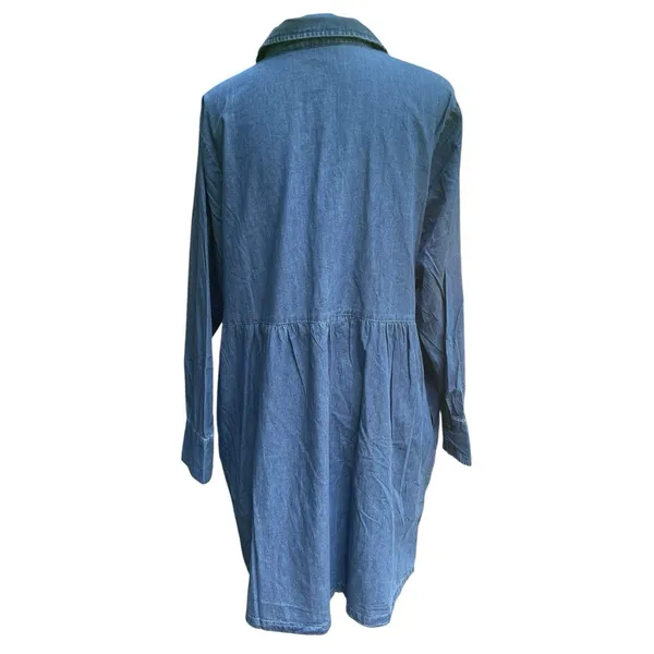 Nine West Brentwood Denim Shirt Dress XXL NWT Cotton Pockets Casual Chambray - Image 6