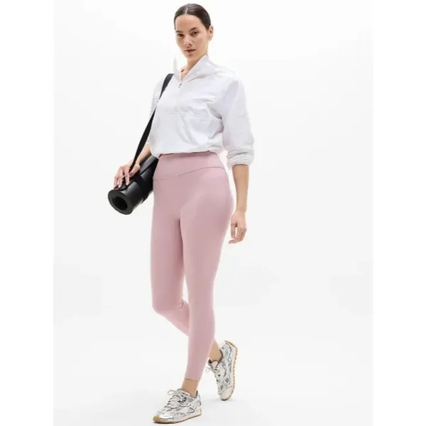 Athleta M Intuition Ultra High Rise Cotton Legging Pebble Pink Medium Regular - Image 5