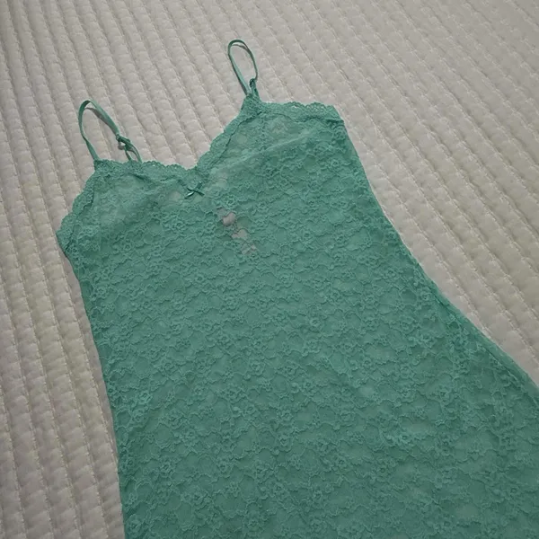 Victoria’s Secret Lace Sheer Lingerie Slip Dress Sz M Medium Teal Green - Image 12