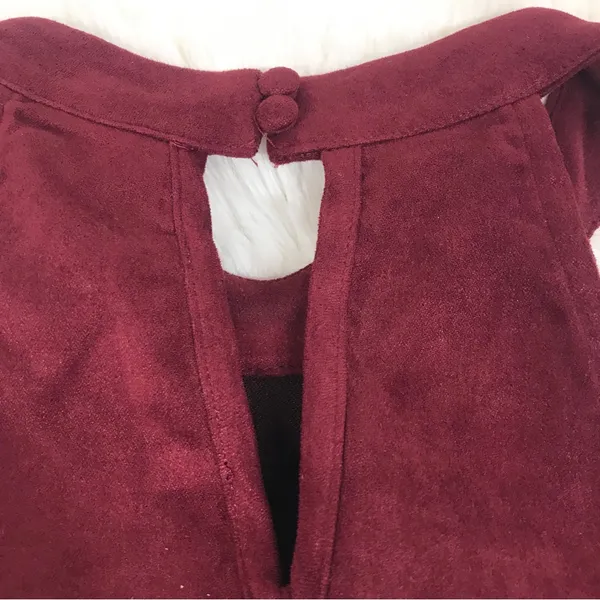 ALTAR"D STATE Burgundy Faux Suede Halter Mini Dress Size Small Sleeveless‎ Fall - Image 9