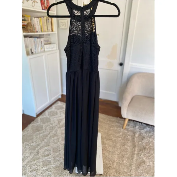 Wedtrend Black Lace Halter Maxi Dress Elegant‎ Formal Wedding Guest S - Image 3