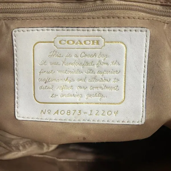 COACH Brown Signature Floral Embroidered Jacquard & Gold Leather Satchel Tote - Image 3