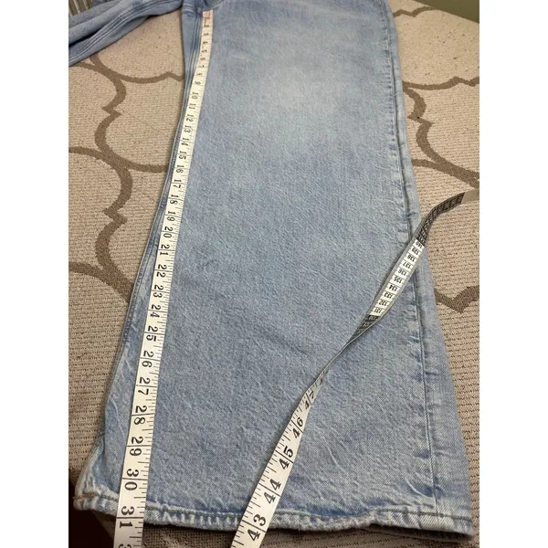 American Eagle AE Curvy Super High-Rise Baggy Straight Jeans Light Blue Size 16L - Image 6