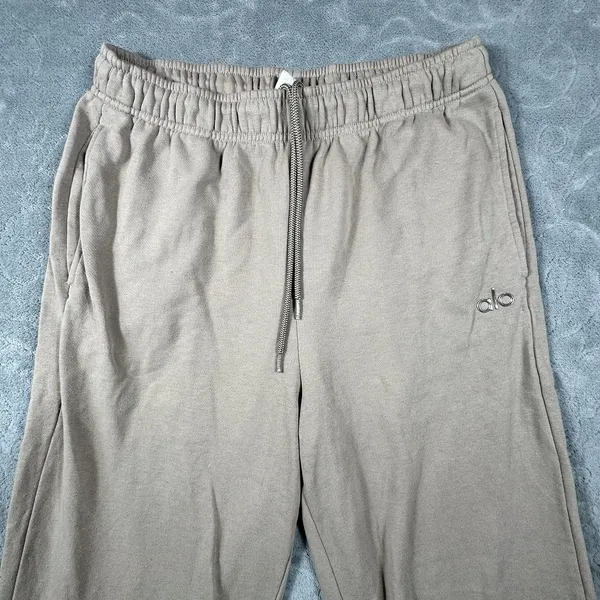Alo Yoga Accolade Sweatpants Womens Medium Taupe Wide Leg Fleece Lounge Trousers - Image 9