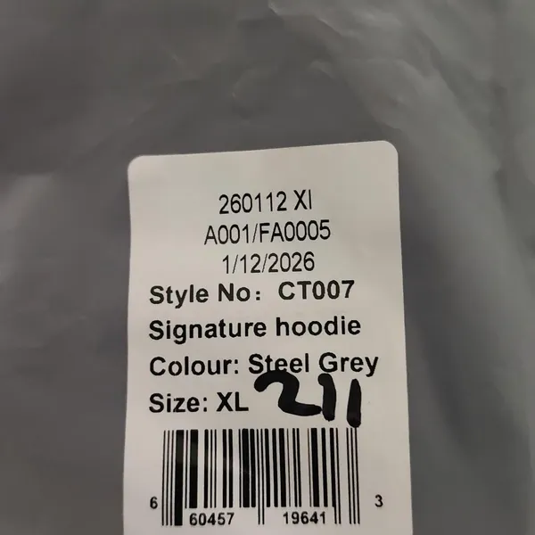 NWT COMFRT SIGNATURE HOODIE STEEL GREY XLARGE Gray Size XL - Image 2