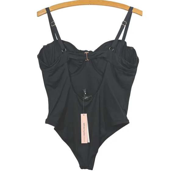 AQUA Swim Underwire One Piece Swimsuit Black Sweetheart Neck AOSS26842 XL - Image 2