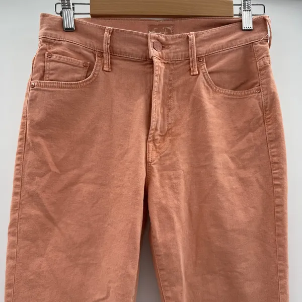 Mother The Insider Ankle‎ Fray Raw Hem Jeans in Chalk It Up Terracotta Sz 28 - Image 3
