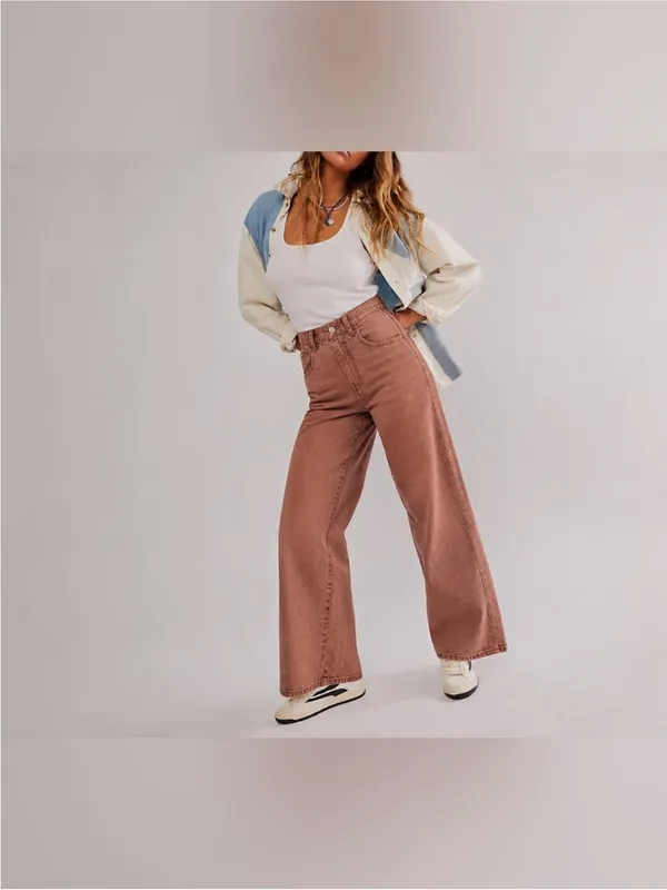 NWOT Free People We The Free CRVY Gia Wide-Leg Jeans - sand dune mauve - 27 - Image 7
