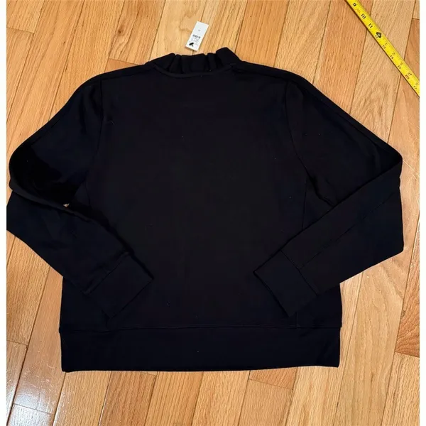 T by Talbots Sweatshirt Womens M Black Pullover Mock Neck Zip Kangaroo - Image 8