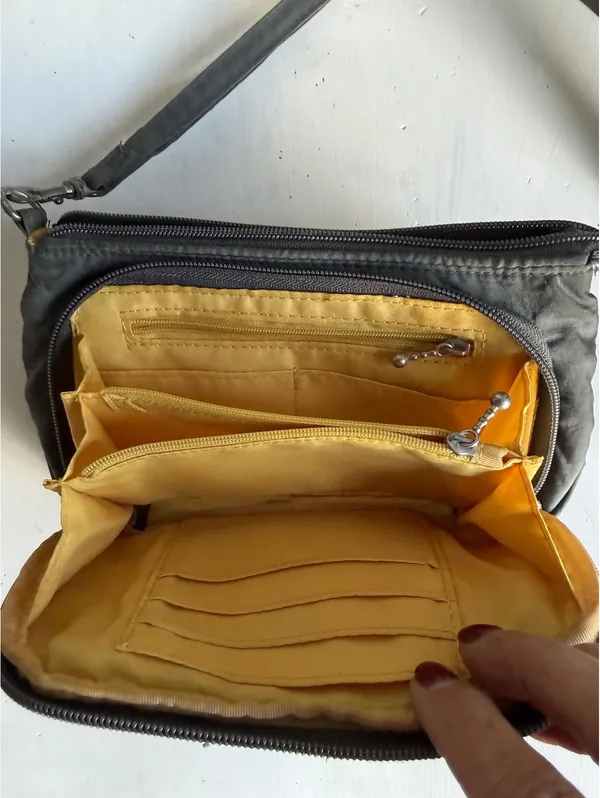 Baggallini Gray Wristlet Organizer with Yellow Interior - Image 5