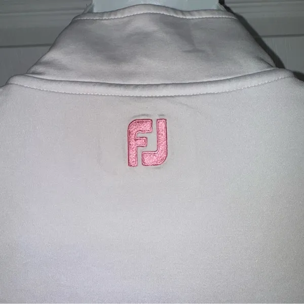 FOOTJOY Quarter Zip Pullover Top Size M Pink White Striped Long Sleeve Workout - Image 4