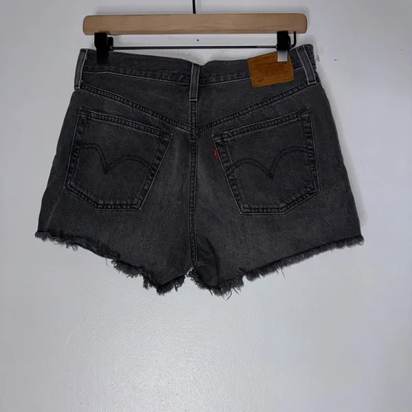 Levi’s 501 faded black Distressed Cut Off Jean Shorts Size 28‎ - Image 2