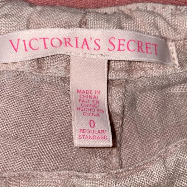 Victoria's Secret Linen Blend‎ Pants Light Pink Flax Drawstring Wide Leg Size 0 - Image 6