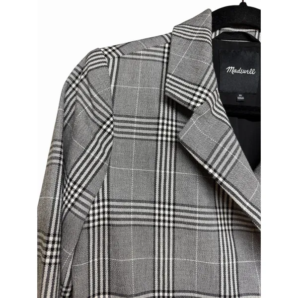 Madewell‎ Caldwell Double-Breasted Oversized Blazer Black/White Plaid Women's XS - Image 7