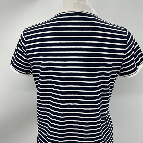 Jones New York striped short sleeve polo navy and white - Image 5