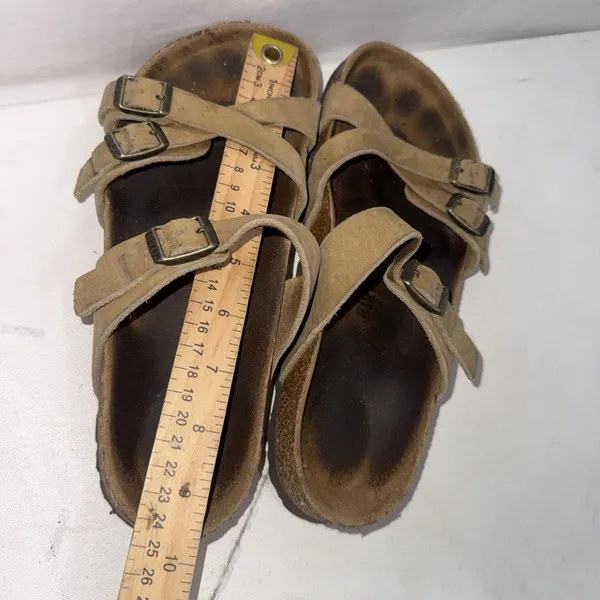 Birkenstock Franca Tan Leather Crisscross Strappy Slides Sandals Size EU 38 N - Image 10