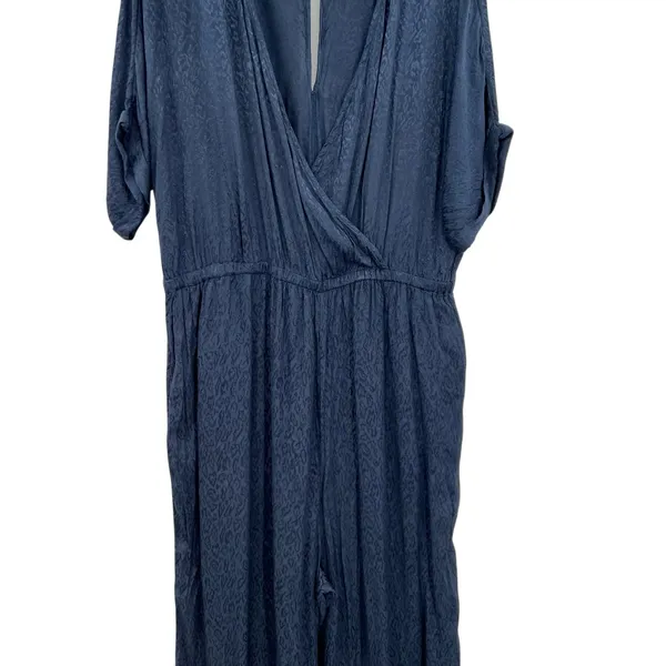 Anthropologie Maeve Jaqueline Jacquard Jumpsuit Leopard Print Navy Blue Size‎ XL - Image 5
