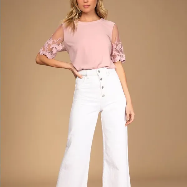 Lulus Lisa Marie Mauve Pink Embroidered Top - Image 2