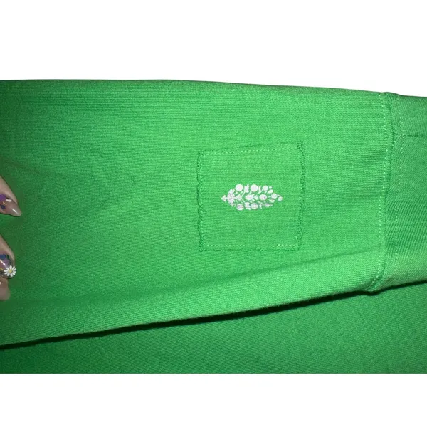 Free People Movement Green Oversized V-Neck Long Sleeve‎ Top Pleated Cuff M M/M - Image 6
