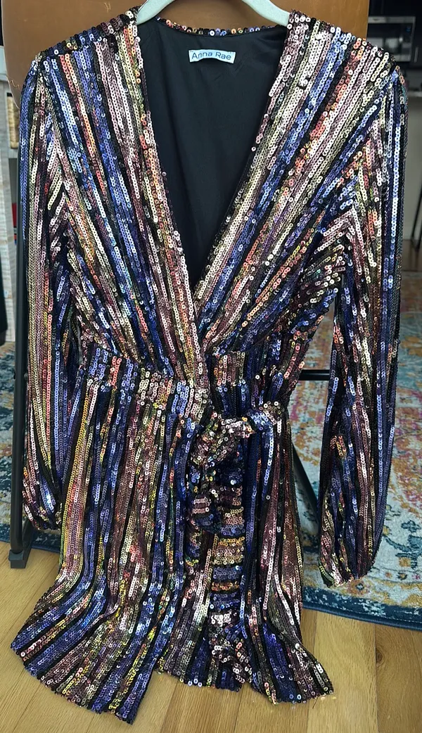 Anna Rae Sequin Stripe Mini Dress - Image 3