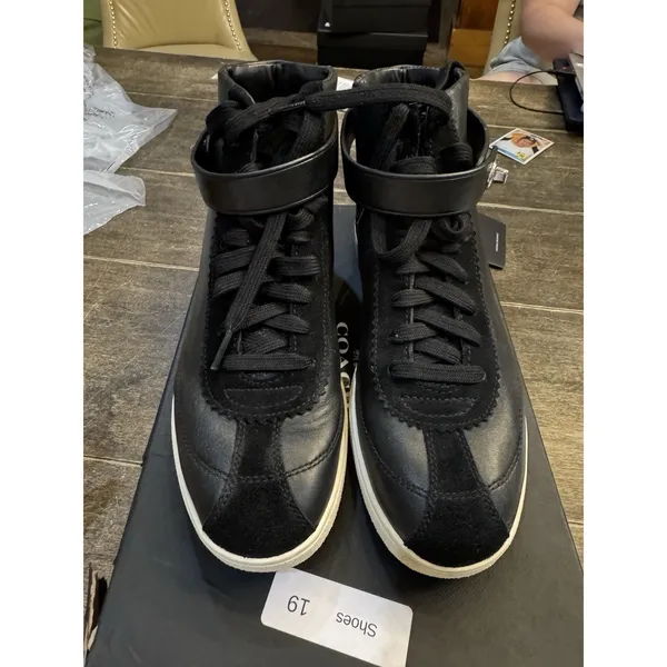 Coach‎ Q9125 C213 Black Leather Suede High Top Sneakers Shoes size 9.5 - Image 4