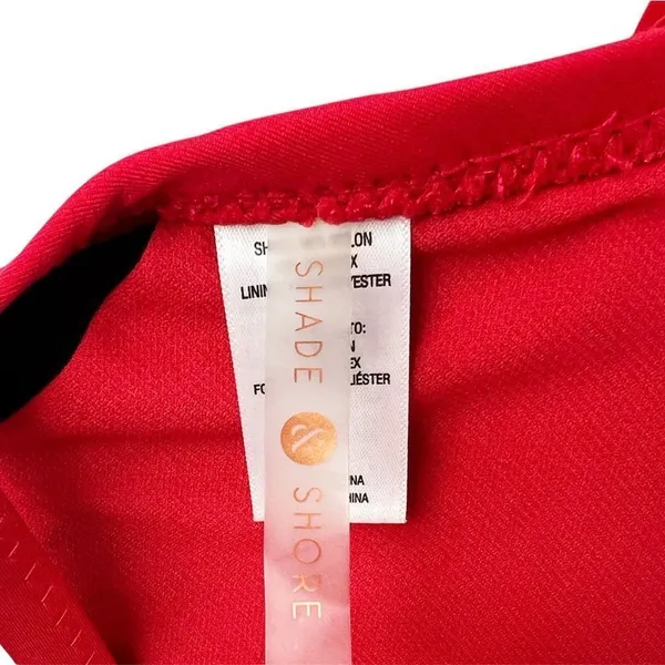 Shade & Shore Bright Red Triangle Ruffle‎ Swim Bikini Top Cross Back Size Small - Image 3