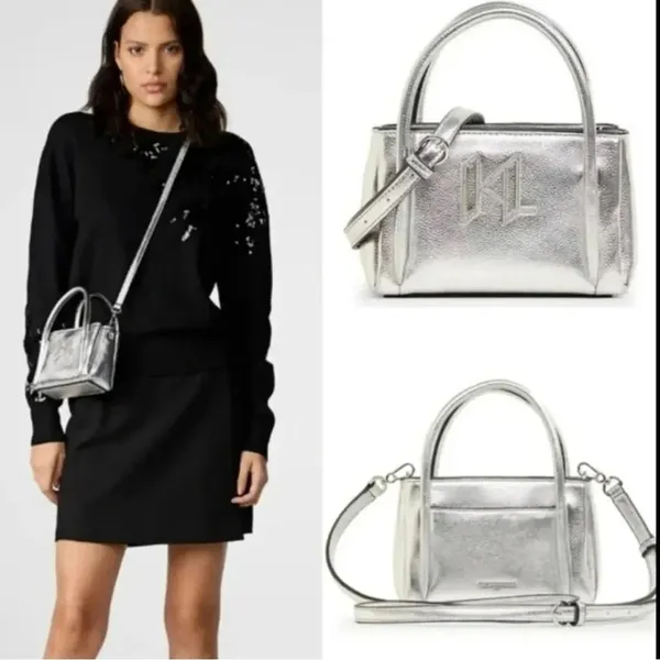 Karl Lagerfeld Paris Silver Crossbody / Shoulder Bag NWT - Image 9