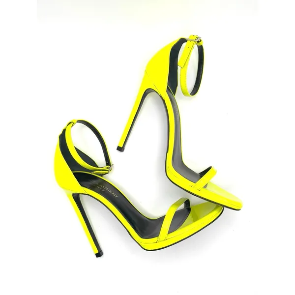 Saint Laurent Amber Fluo Yellow Ankle Strap Sandals YSL Heels size EU 36 - Image 2