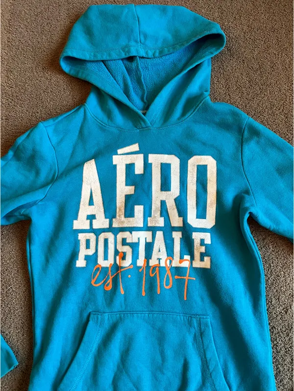 Vintage 2012 Y2K Aeropostale Women’s size Small Teal/Blue Pullover Sweatshirt - Image 2