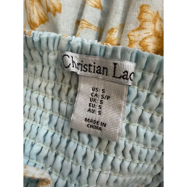 Christian Lacroix‎ Blue Floral Linen Blend Tiered Maxi Dress Small Cottagecore - Image 9