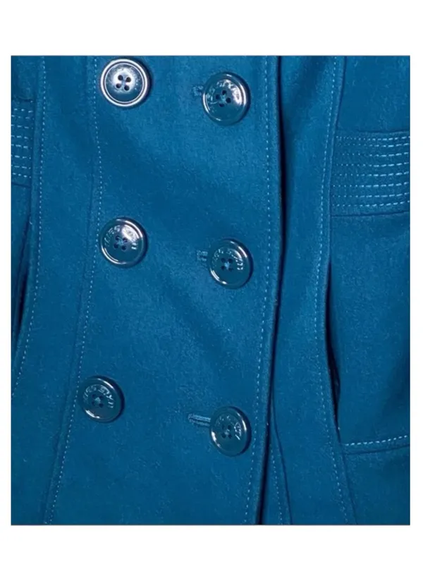 Miss Sixty ☻︎ Wool Double Breasted Pea Coat w/ Stitch Detail ☻︎ Aegean Blue ☻︎ S - Image 13