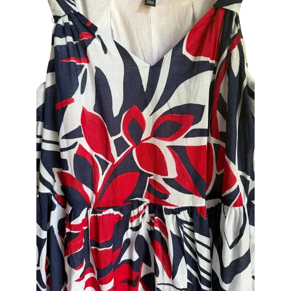 Talbots Petite Cotton Tropical Midi Dress Navy Red White Size Petite Small - Image 7