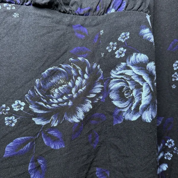 Old Navy Floral Babydoll Blouse XL Square Neck Blue Long Sleeve Cottagecore - Image 9