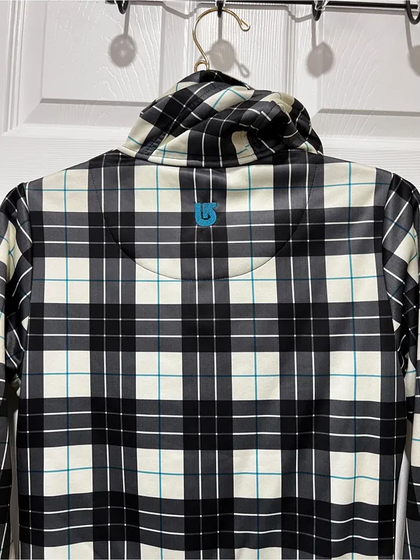Burton DryRide Plaid Fleece Lined Hooded Jacket Ski Black Blue Long Sleeve Small - Image 2