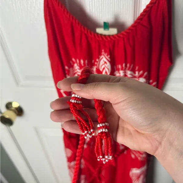 Farm Rio Red Majestic Coconut Tree Maxi Dress S - Image 6