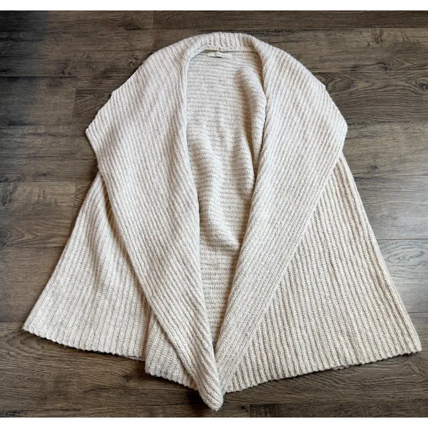 Womens LOFT sleeveless sweater draped vest oatmeal knit shawl cozy size M/L‎ - Image 2