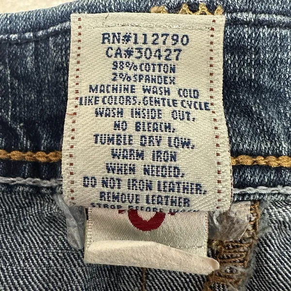 True Religion Womens Low Rise Flare Wide Jeans Made in USA Size 26‎ Flap Pockets - Image 8