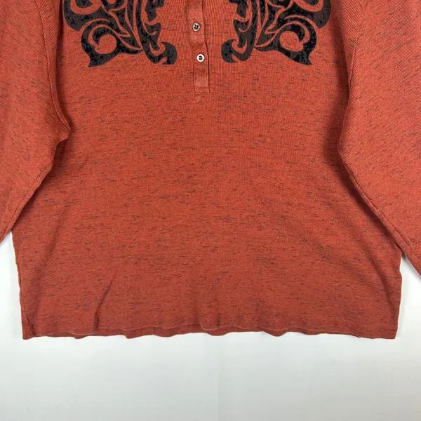 Harley-Davidson Womens 3W Rust Orange Space Dye Hooded Henley Flocked Top 2014 - Image 7