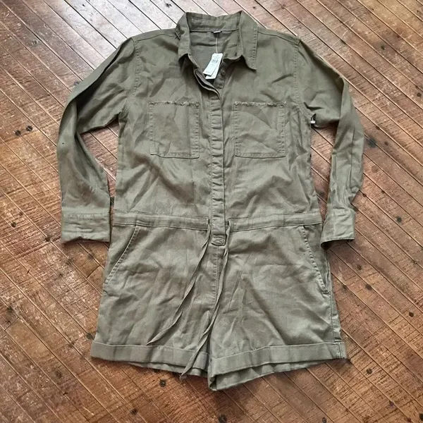 Aerie olive green military mechanic S new romper - Image 3