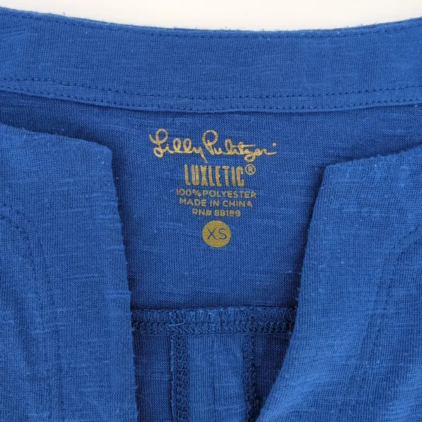 Lilly Pulitzer Luxletic Brodie Blue V-Neck T- Shirt Top Split Back Tee - Size XS - Image 3