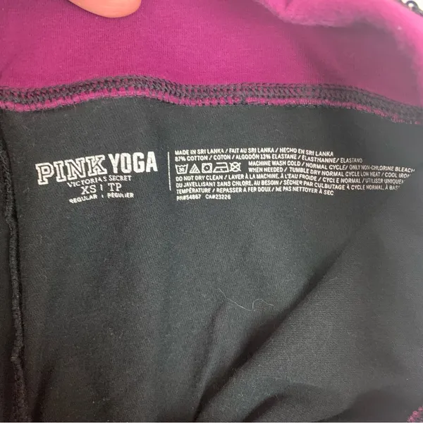 Victoria's Secret Pink Yoga pants size XS sequin y2k flare leggings black purple - Image 2