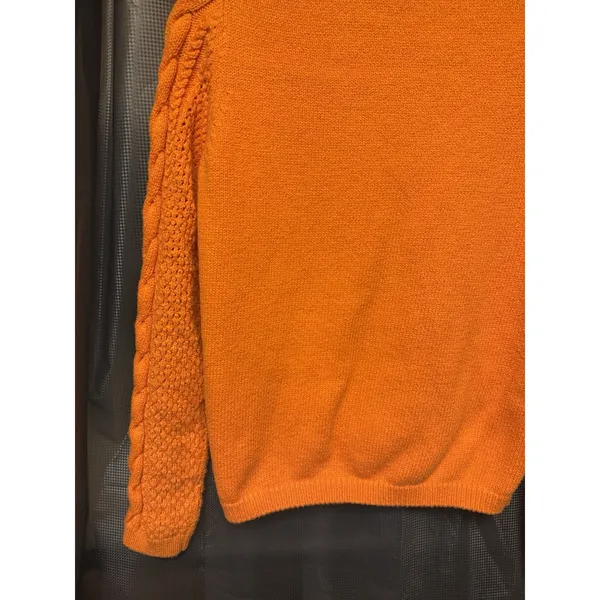 Vintage Liz Claiborne Vibrant Orange Cable Knit Button Front 90s Y2K SZ M Retro - Image 11