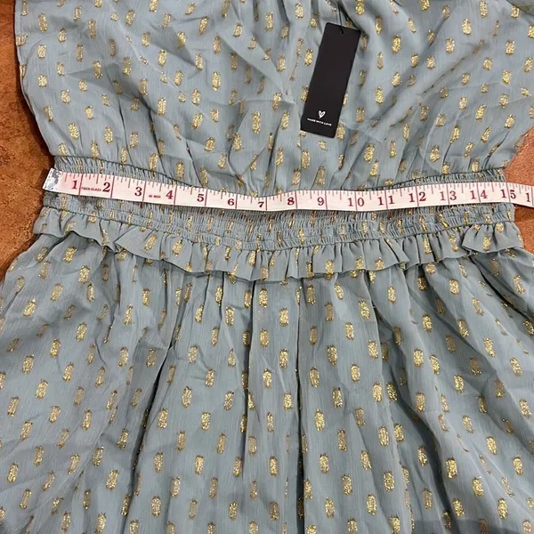 NWT Lulu’s Touch of Glam Dusty‎ Blue Dotted Off-the-Shoulder Mini Dress size L - Image 15