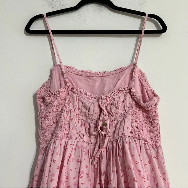 Free People Cherry Print Pink Gabby Babydoll Mini Dress Coquette Cottage Boho - Image 7
